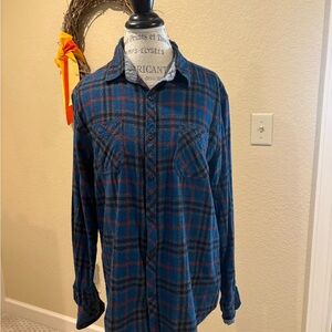 PD&C Navy and Rust Plaid Men's Shirt